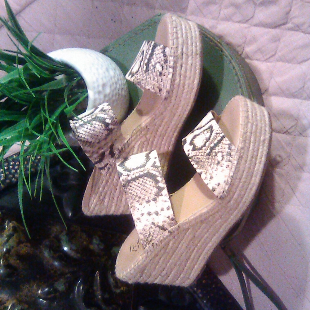 Franco Sarto snakeskin espadrille wedges